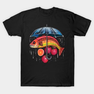 Salmon Rainy Day With Umbrella T-Shirt